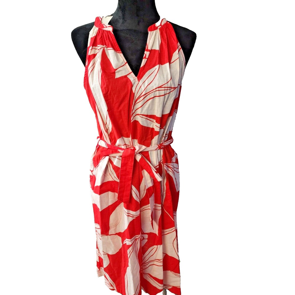 NEW A New Day Women's Red Floral Halter Dress With‎ Pockets & Waist Tie Size M
